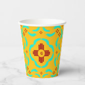 レッドツィアシンボルニューメキシコターコイズ羽 紙コップ (正面)