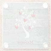 レッドツリーのハートパーソナライズされたガラスコースター ガラスコースター (裏面)