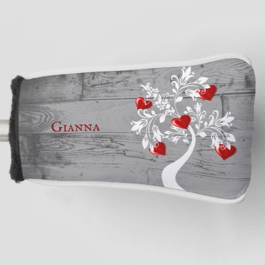 レッドツリーのハートパーソナライズされたゴルフヘッドカバー ゴルフヘッドカバー (正面)