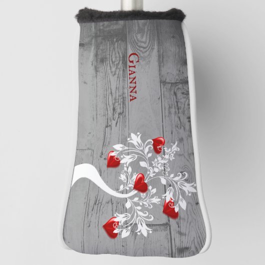 レッドツリーのハートパーソナライズされたゴルフヘッドカバー ゴルフヘッドカバー (回転90)