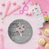 レッドツリーのハート結婚の紙プレート ペーパープレート (パーティー)