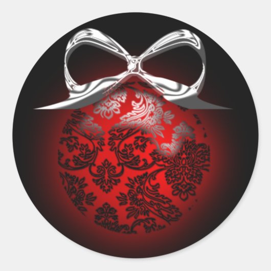 レッドツリーオーナメントホリデーシーズンカードステッカー ラウンドシール (正面)