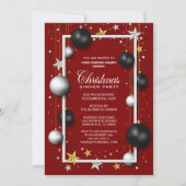レッドツリーオーナメント企業のクリスマスディナー 招待状 (正面)