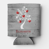 レッドツリーハートパーソナライズされたクーラーボックス 缶クーラー (正面)
