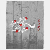 レッドツリーハートパーソナライズされたフリースブランケット フリースブランケット (正面)