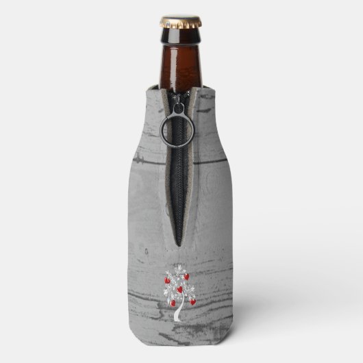 レッドツリーハートパーソナライズされたボトルクール ボトルクーラー (ボトル裏面)