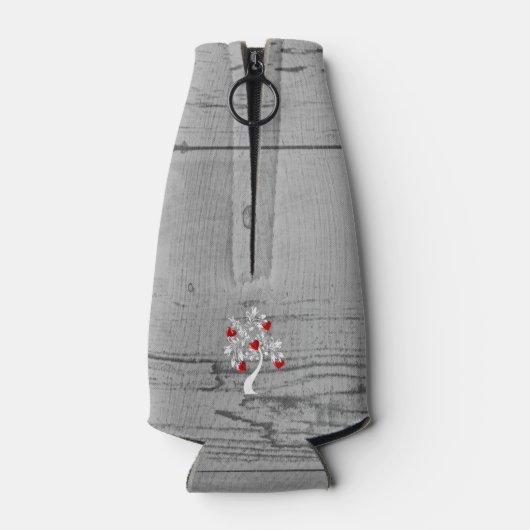 レッドツリーハートパーソナライズされたボトルクール ボトルクーラー (裏面)