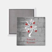 レッドツリーハートパーソナライズされた磁石 マグネット (正面/裏面)