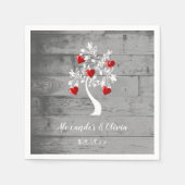 レッドツリーハートブライダルシャワーナプキン スタンダードカクテルナプキン (正面)