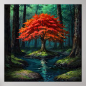 レッドツリー – 鮮やか自然イラストレーションスタイル ポスター (正面)