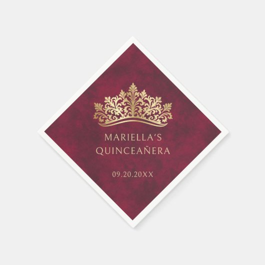 レッドティアラクラウンエレガントキンセアニェラ スタンダードカクテルナプキン (角)