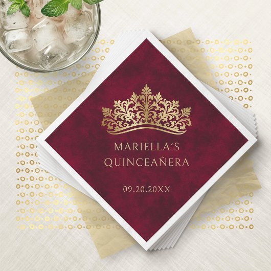 レッドティアラクラウンエレガントキンセアニェラ スタンダードカクテルナプキン