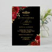 レッドティアラフローラ金ゴールドキンセアニェラ 箔招待状 (立ち正面)