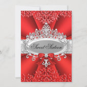 レッドティアラ&ダマスクスウィート16バースデーパーティー 招待状 (正面)