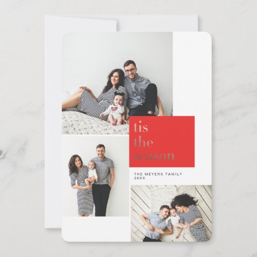 レッドティスザシーズンゴールドフォイルホリデーカード 招待状 (正面)