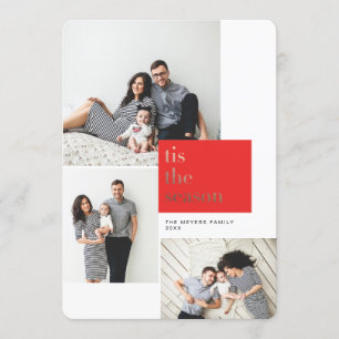 レッドティスザシーズンゴールドフォイルホリデーカード 招待状