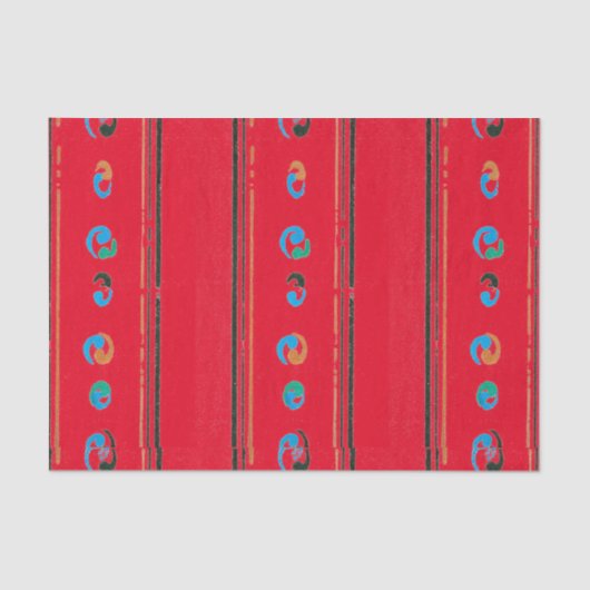 レッドティッシュペーパー日本のウッドブロックプリント 薄葉紙 (正面)