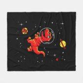 レッドティラノサウルスレックスディノスイン宇宙 フリースブランケット (正面(横))
