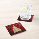 レッドティンセル金ゴールドクリスマスツリー ペーパーコースター (インサイチュ)