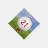 レッドティーに21歳の誕生日ホワイトゴルフボール スタンダードカクテルナプキン (角)