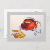 レッドティーカップとティーバッグ ポストカード (正面/裏面)