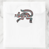 レッドティール（緑がかった色）とブラックハイダスピリットウルフ ラウンドシール (バッグ)