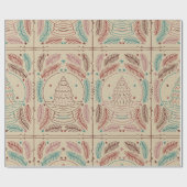 レッドティール（緑がかった色）エレガントヴィンテージクリスマスウィムシー ラッピングペーパー (フラット)