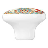 レッドティール（緑がかった色）グレーブルーサニーイエローエールロー万華鏡のように千変万化するパターン セラミックノブ (側面)