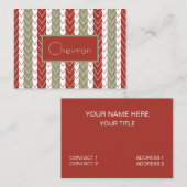 レッドティール(緑がかった色)シェブロンストライプ 名刺 (正面/裏面)