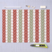 レッドティール(緑がかった色)シェブロンストライプ 薄葉紙 (クラフト)