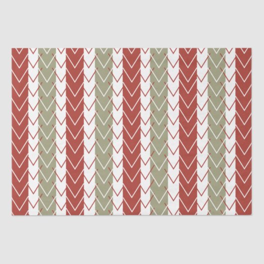 レッドティール(緑がかった色)シェブロンストライプ 薄葉紙 (正面)