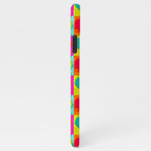 レッドティール（緑がかった色）ターコイズブルーライムグリーンハートパターン iPhoneケース (右側)