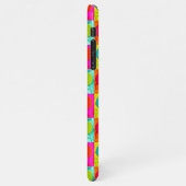 レッドティール（緑がかった色）ターコイズブルーライムグリーンハートパターン iPhoneケース (左側)