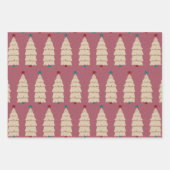 レッドティール(緑がかった色)ピンクヴィンテエレガントージクリスマスウィムシー ラッピングペーパーシート (正面3)