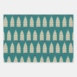 レッドティール（緑がかった色）ピンクヴィンテエレガントージクリスマスウィムシー ラッピングペーパーシート