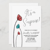 レッドティール(緑がかった色)フラワースープリーズ 招待状 (正面/裏面)