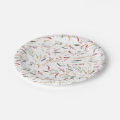 レッドティール（緑がかった色）&ブラウン葉ズアンドベリーホリデイ ペーパープレート (アングル)