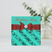 レッドティール（緑がかった色）ブルーバースデーパーティー 招待状 (スタンド正面)