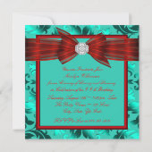 レッドティール（緑がかった色）ブルーバースデーパーティー 招待状 (裏面)