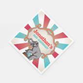 レッドティール（緑がかった色）ブルーヴィンテージサーカス誕生日 スタンダードランチョンナプキン (角)