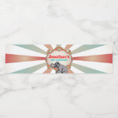 レッドティール(緑がかった色)ブルーヴィンテージサーカス誕生日 ペットボトルラベル (シングルラベル)