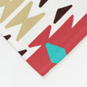 レッドティール(緑がかった色)ホワイト先住民アメリカンパターン フリースブランケット (角)