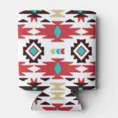 レッドティール（緑がかった色）モノグラム先住民アメリカンビジョン 缶クーラー (裏面)