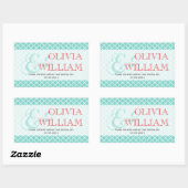 レッドティール（緑がかった色）モロッコタイルアンパサンド結婚式の引き出物 長方形シール (シート)