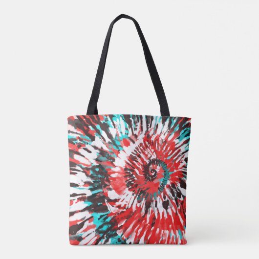 レッドティール(緑がかった色)白黒&グレー絞り染め トートバッグ (裏面)