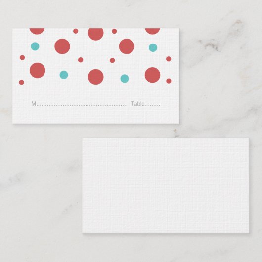 レッドティール(緑がかった色)結婚紙吹雪座席表 プレイスカード (正面/裏面)