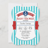 レッドティール（緑がかった色）航海のベビーシャワー招待状 招待状 (正面)