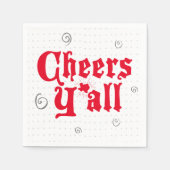 レッドテキサス州応援Y'all スタンダードカクテルナプキン (正面)