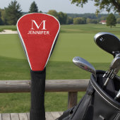 レッドテクスチャレザーモノグラムパーソナライズされた名 ゴルフヘッドカバー