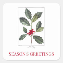 レッドテクリスマスホリー封筒用シールシール